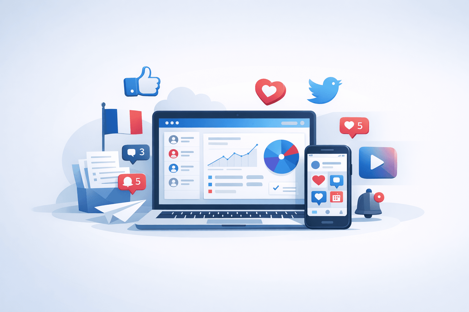 Tableau comparatif d’un outil français de gestion réseaux sociaux et workflow