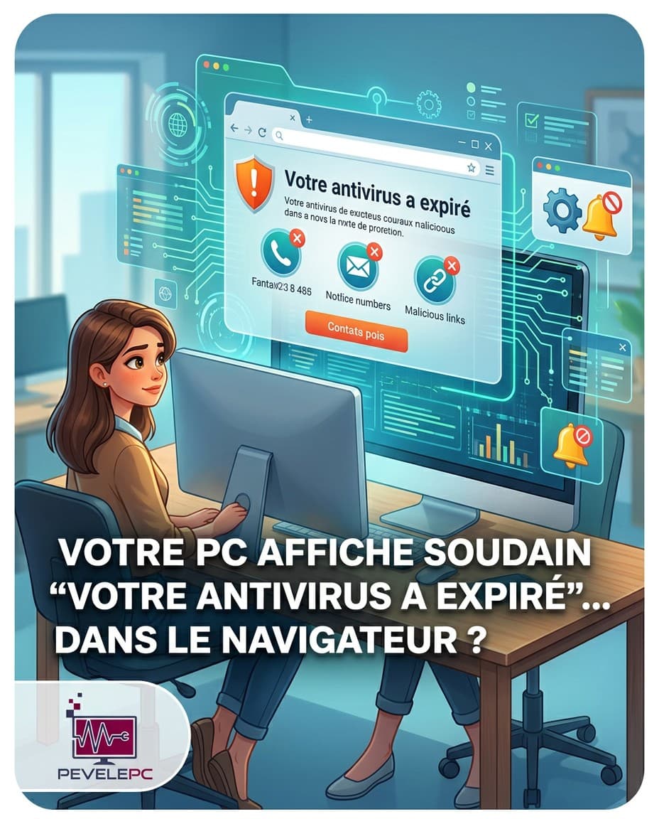Votre PC affiche soudain “Votre antivirus a expiré”… dans le navigateur ?
✅ Ne cliquez pas.
✅ Ne rappelez aucun numéro.
👉 Coupez les noti…